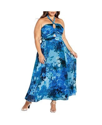 Plus Ever lee Print Halter Neck Maxi Dress