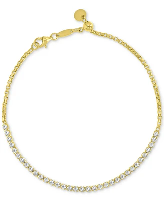 Cubic Zirconia Box Link Chain Bracelet in 10k Gold