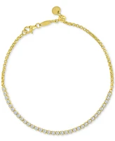 Cubic Zirconia Box Link Chain Bracelet in 10k Gold