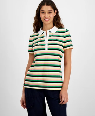 Tommy Hilfiger Women's Striped Short-Sleeve Collared Top