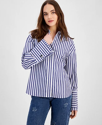 Hugo Women's Striped Button-Front Cotton Shirt