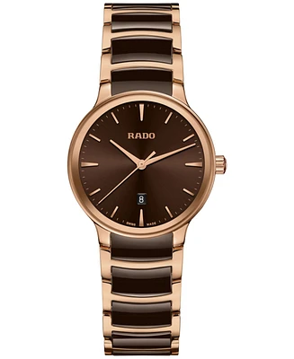 Rado Women's Swiss Centrix Ceramic & Rose Gold Pvd Bracelet Watch 31mm