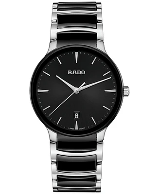 Rado Unisex Swiss Centrix Black Ceramic & Stainless Steel Bracelet Watch 40mm