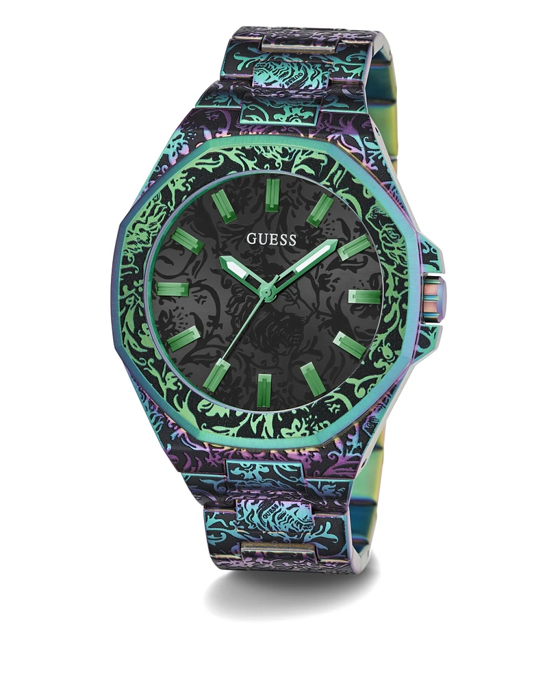 Guess Men's Analog Iridescent Stainless Steel Watch 46mm