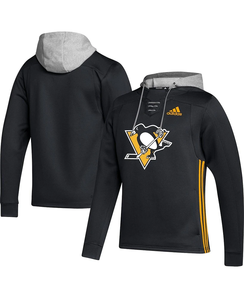 Men's adidas Black Pittsburgh Penguins Skate Lace Team Pullover Hoodie