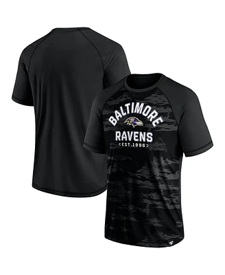 Men's Fanatics Baltimore Ravens Blackout Hail Mary Raglan T-shirt