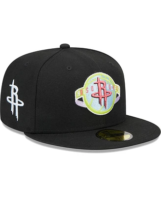Men's New Era Black Houston Rockets Color Pack 59FIFTY Fitted Hat