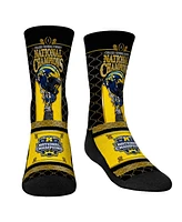 Youth Boys and Girls Rock 'Em Socks Navy Michigan Wolverines College Football Playoff 2023 National Champions Gilded Helmet Crew Socks