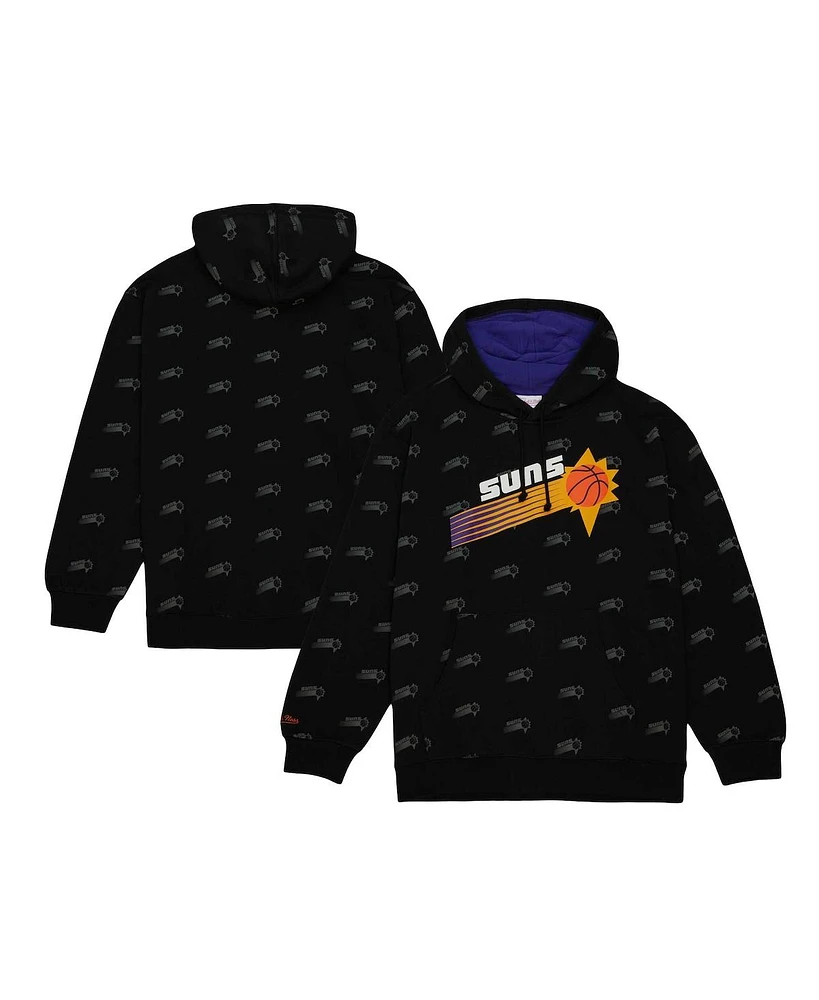 Men's Mitchell & Ness Black Phoenix Suns Hardwood Classics Allover Print Pullover Hoodie