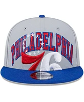 Men's New Era Gray, Royal Philadelphia 76ers Tip-Off Two-Tone 9FIFTY Snapback Hat
