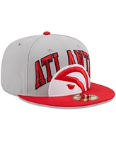 Men's New Era Gray, Red Atlanta Hawks Tip-Off Two-Tone 59FIFTY Fitted Hat