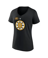 Women's Fanatics Bobby Orr Black Boston Bruins Centennial Authentic Stack Retired Player Name and Number V-Neck T-shirt