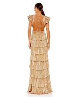 Women's Ieena Ruffle Tiered Criss Cross Lace Up Gown