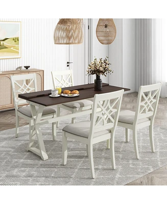 Simplie Fun Extendable Dining Set with X-Leg Table & Upholstered Chairs