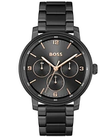 Hugo Boss Men's Contender Quartz Multifunction Ionic Plated Black Steel Watch 44mm