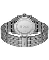 Hugo Boss Men's Skytraveller Quartz Fashion Chrono Ionic Plated Gray Steel Watch 44mm