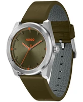 Hugo Boss Men's Bright Quartz Olive Leather Watch 42mm