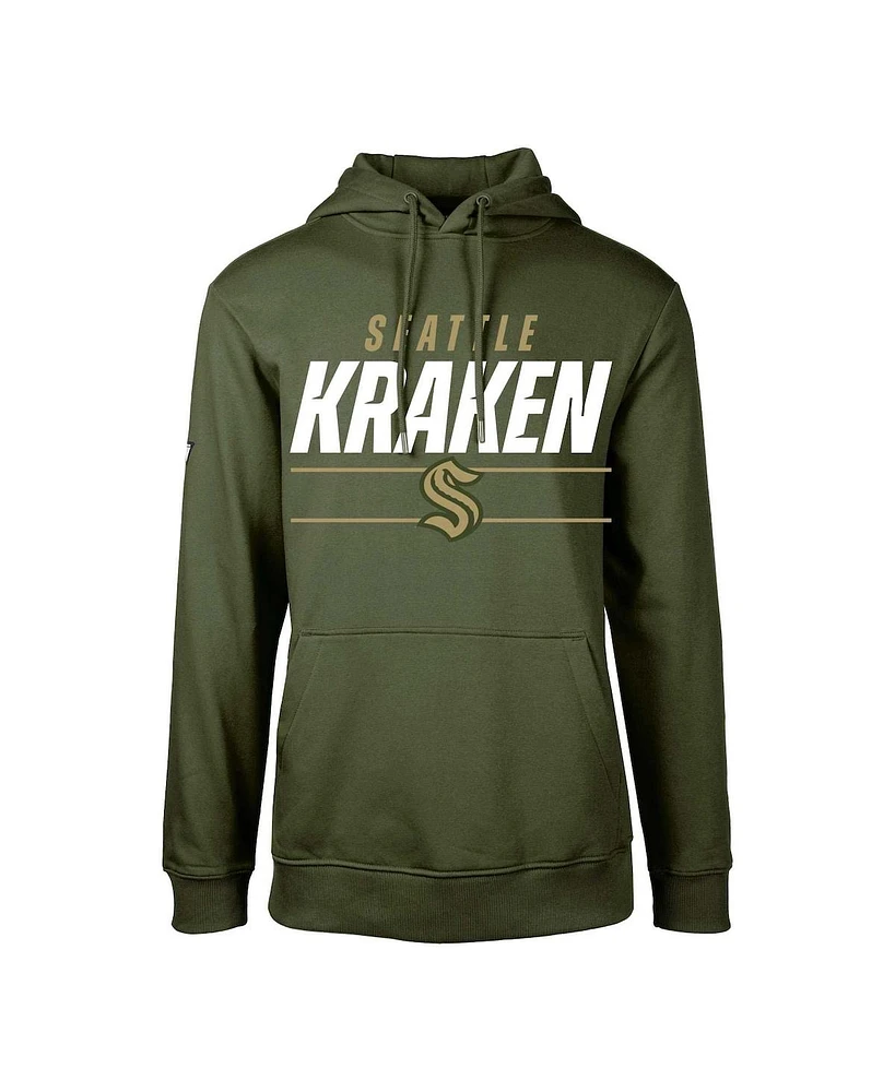 Youth LevelWear Olive Seattle Kraken Podium Fleece Pullover Hoodie