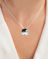 Black Spinel (1/4 ct. t.w.) & Lab-Grown White Sapphire (1/8 Elephant Pendant Necklace Sterling Silver, 16" + 2" extender (Also Lab