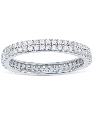 Cubic Zirconia Double Row Eternity Band Sterling Silver