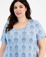 Jm Collection Plus Marrahkesh Medallion Print Top, Created for Macy's