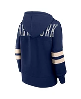 Women's Fanatics Navy Distressed New York Yankees Bold Move Notch Neck Pullover Hoodie