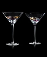 The Wine Savant Hand Painted Stained Glass Martini Glasses 8 oz, Set of 2