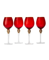 The Wine Savant Set of 4 Diamond Stemmed Wine Glasses, 14 oz Set of 4