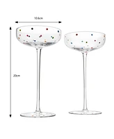 The Wine Savant Polka Dot Champagne Coupe Glasses, Set of 2