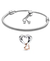 Pandora Sterling Silver Heart Charm Bracelet Gift Set