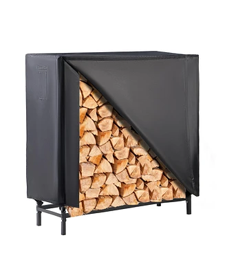 Lugo Heavy-Duty Waterproof Outdoor Firewood Rack with Cover 4ft