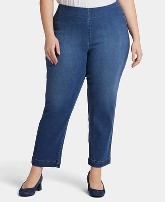 Nydj Plus Bailey Relaxed Straight Ankle Pull-On Jeans