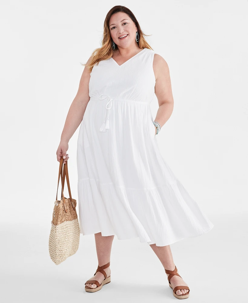 Style & Co Plus Sleeveless Cotton Maxi Dress, Created for Macy's