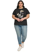 Karl Lagerfeld Paris Plus Size Embellished Graphic-Print T-Shirt, First@Macy's