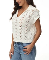 Frye Women's Sailor-Collar Crochet Pullover Top