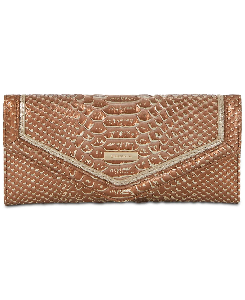 Brahmin Veronica Honey Brown Sandalwood Leather Signature Wallet