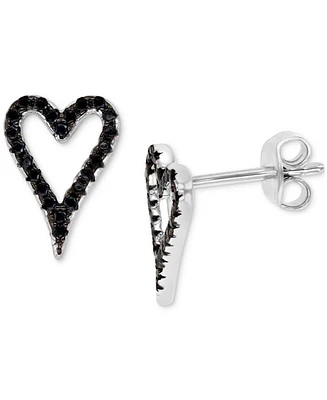 Black Spinel Open Heart Stud Earrings (1/3 ct. t.w.) in Sterling Silver