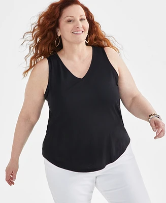 Style & Co Plus Size V-Neck Tank, Created for Macy's