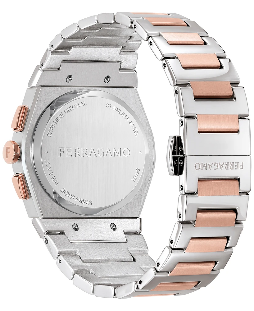 Salvatore Ferragamo Men's Swiss Chronograph Two-Tone Stainless Steel Bracelet Watch 42mm