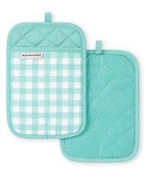 KitchenAid Gingham Pot Holder 2-Pack Set, 7" x 10"