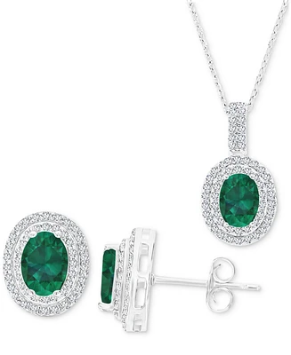 2-Pc. Set Lab-Grown Emerald (2-5/8 ct. t.w.) & Lab-Grown White Sapphire (1