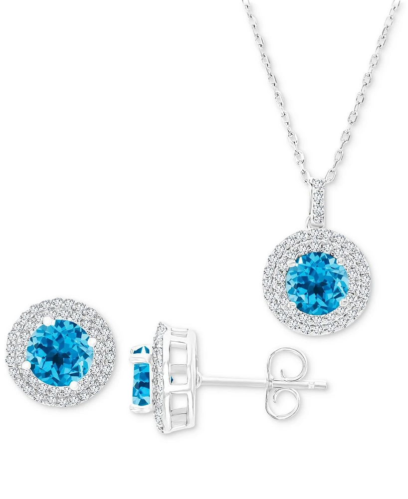 2-Pc. Set Swiss Blue Topaz (3-5/8 ct. t.w.) & Lab