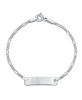 Bling Jewelry Thin Danity Identification Id Bracelet Figaro Name Plated Small Wrist 6 Inch For Women Sterling Silver