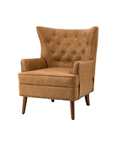 Nordica Transitional Wooden Upholstery with Button-Tufted Armchair