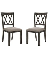 Simplie Fun Claudia Ii Side Chair (Set of 2) In Fabric & Weathered Gray