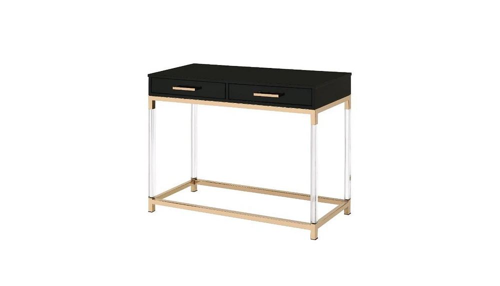 Simplie Fun Adiel Console Table, Black & Gold Finish