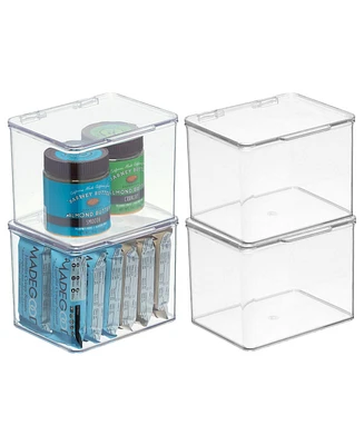 mDesign Kitchen Pantry/Fridge Storage Organizer Box - Hinge Lid, Pack