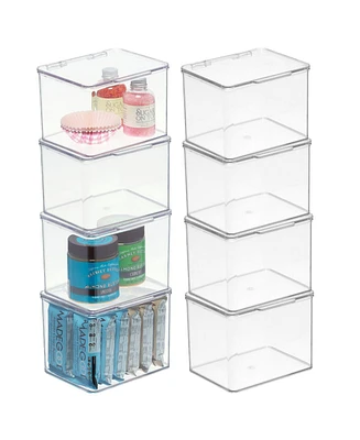 mDesign Plastic Kitchen Pantry/Fridge Storage Organizer, Hinge Lid - 8 Pack