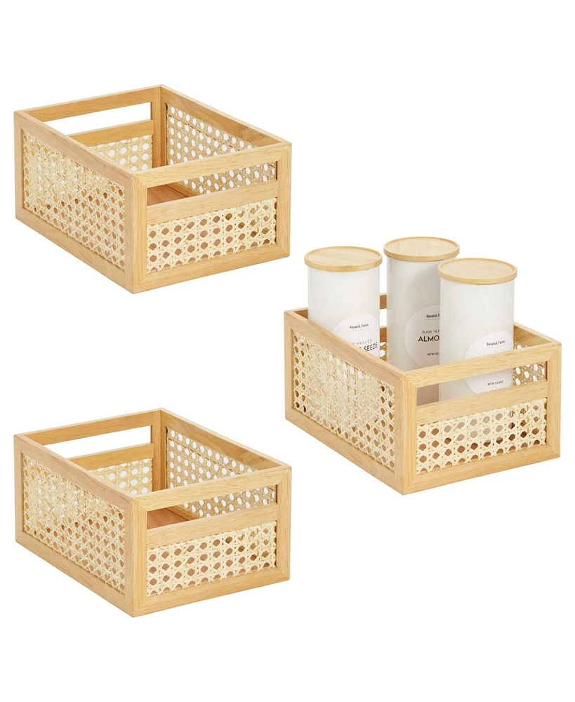 mDesign Natural Cane Square Storage Organizer Bin