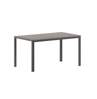 Fena 55" X 31.5" Outdoor Dining Table With Faux Teak Poly Slat Top And Metal Frame